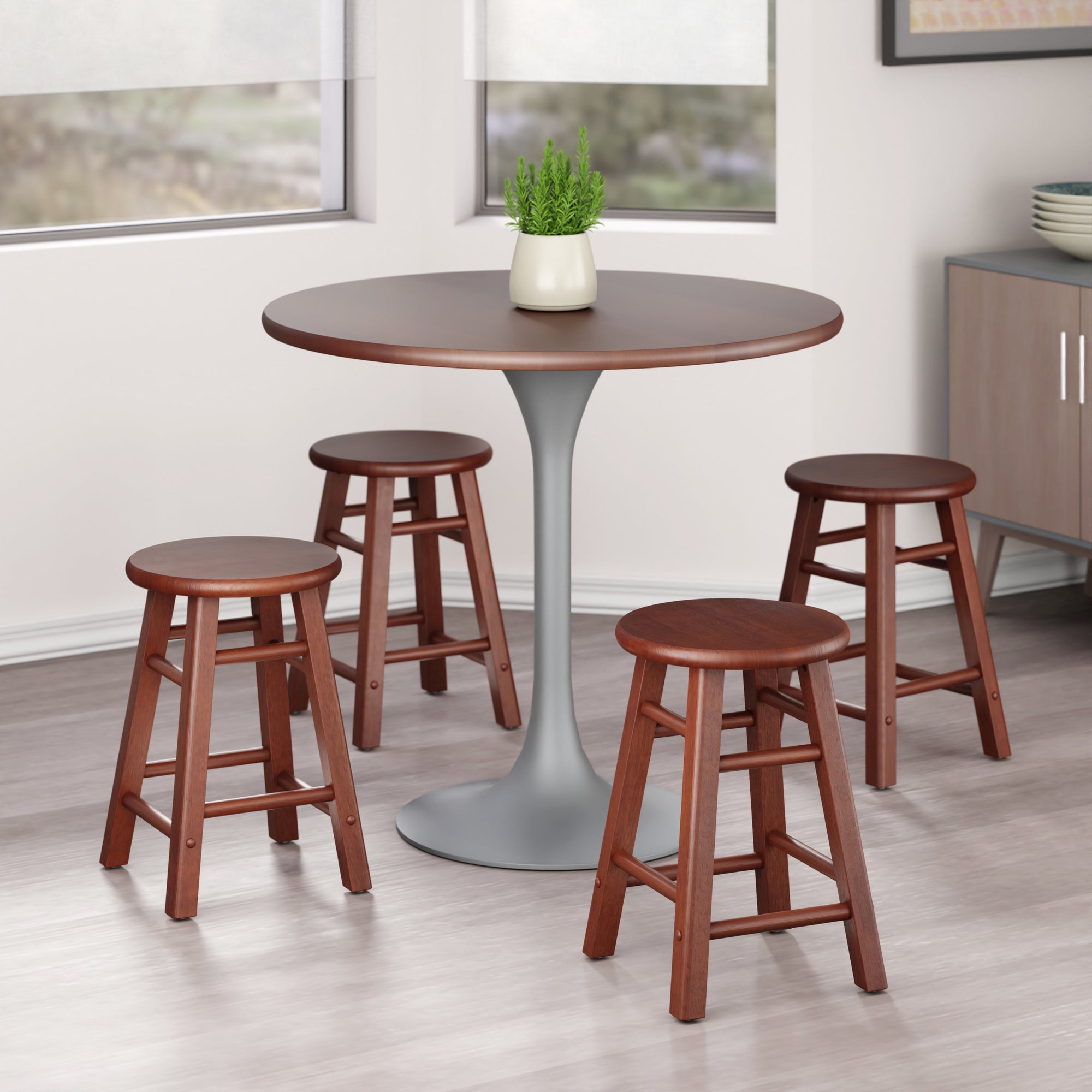 Element 2-Pc Dining Stool Set, Walnut