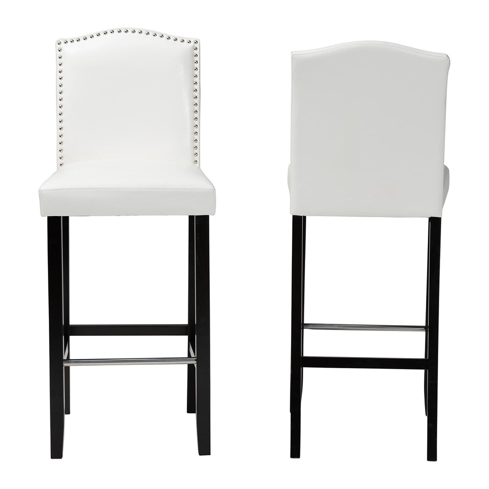 Libra White Modern Bar Stool with Nail Head Trim (Set of 2)