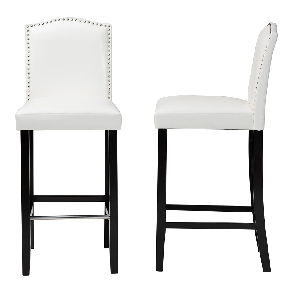 Libra White Modern Bar Stool with Nail Head Trim (Set of 2)