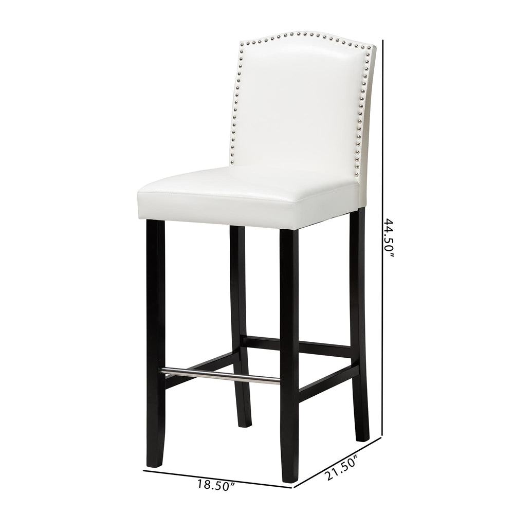 Libra White Modern Bar Stool with Nail Head Trim (Set of 2)