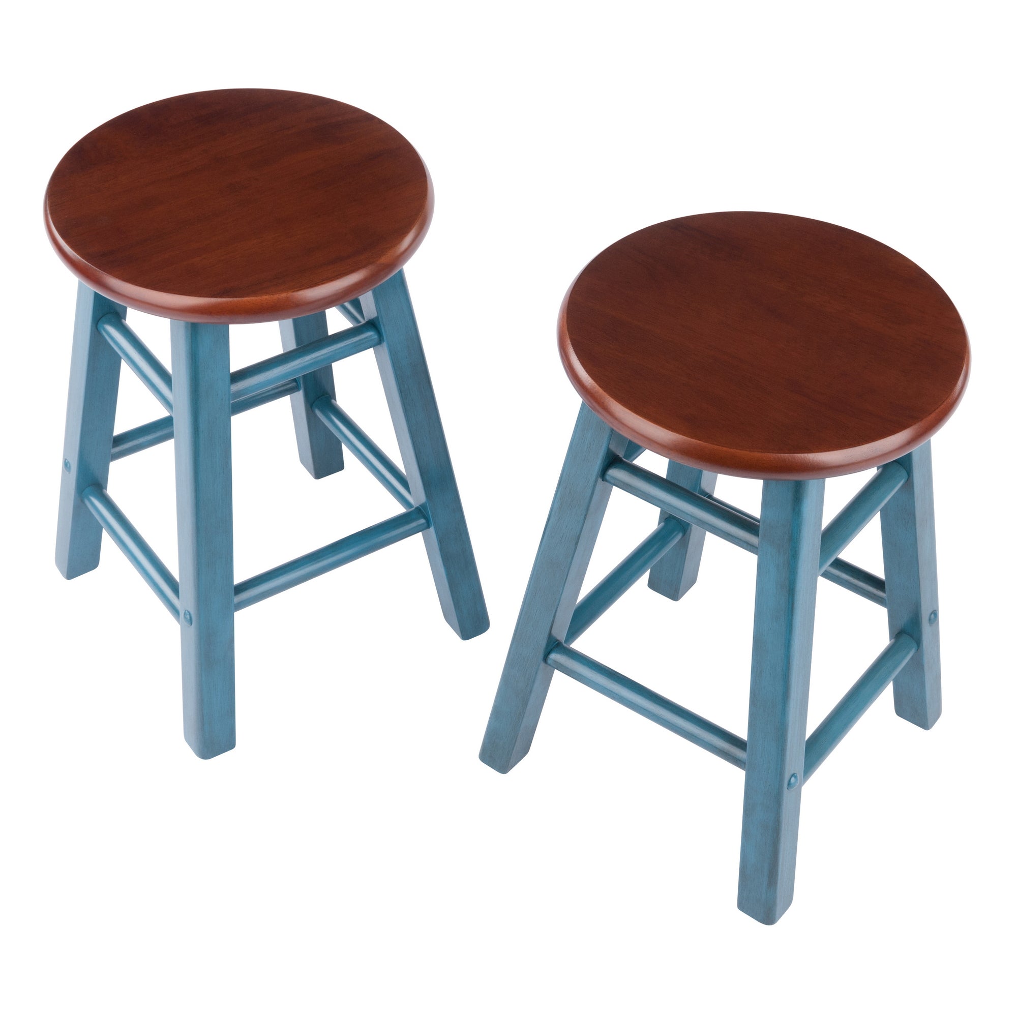 Element 2-Pc Dining Stool Set, Rustic Teal & Walnut