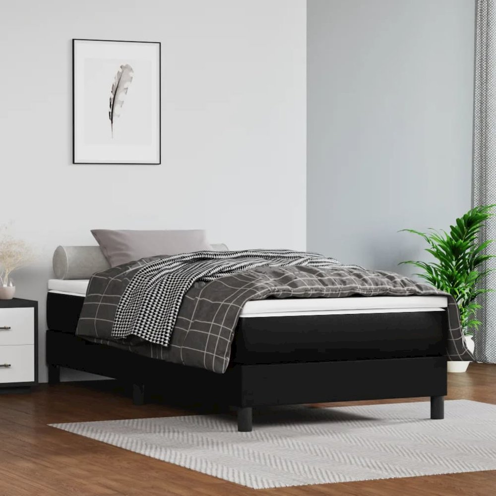 Pocket Spring Bed Mattress Black 39.4"x74.8"x7.9" Twin Faux Leather