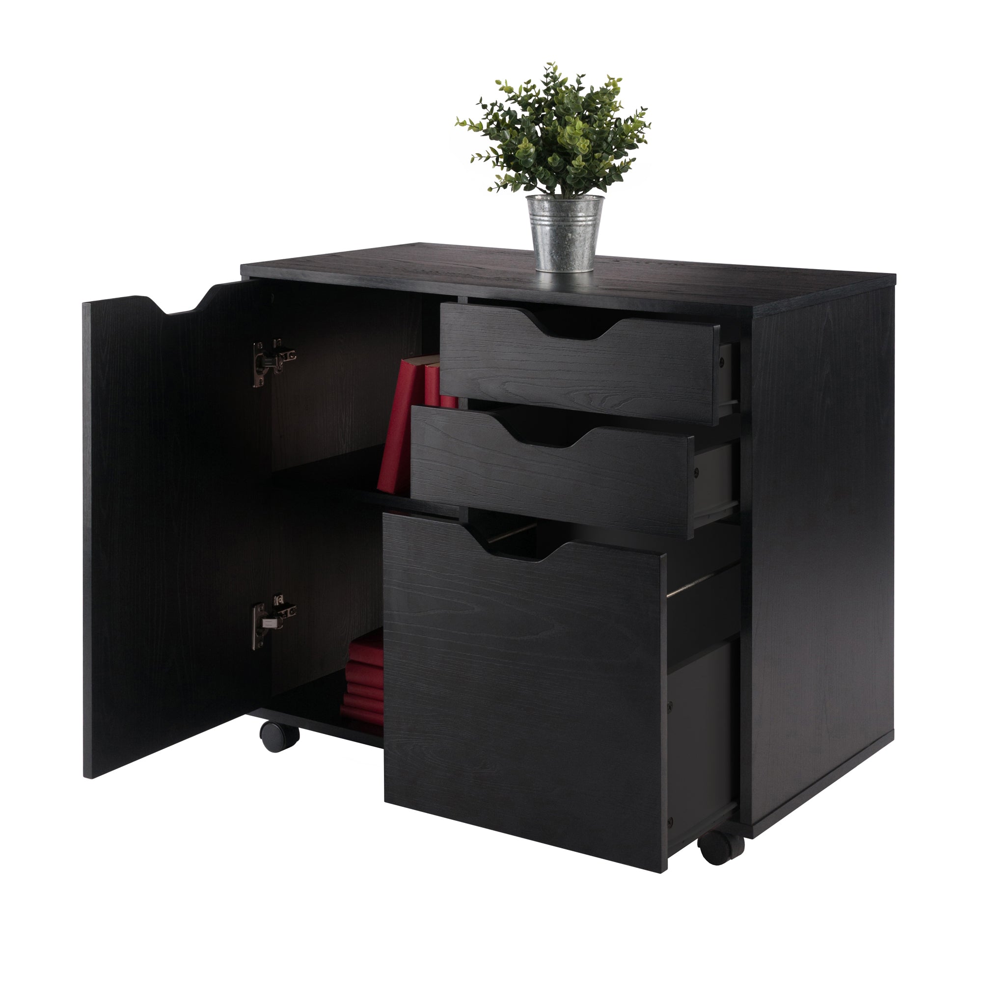 Halifax 2-Section Mobile Filing Cabinet, Black