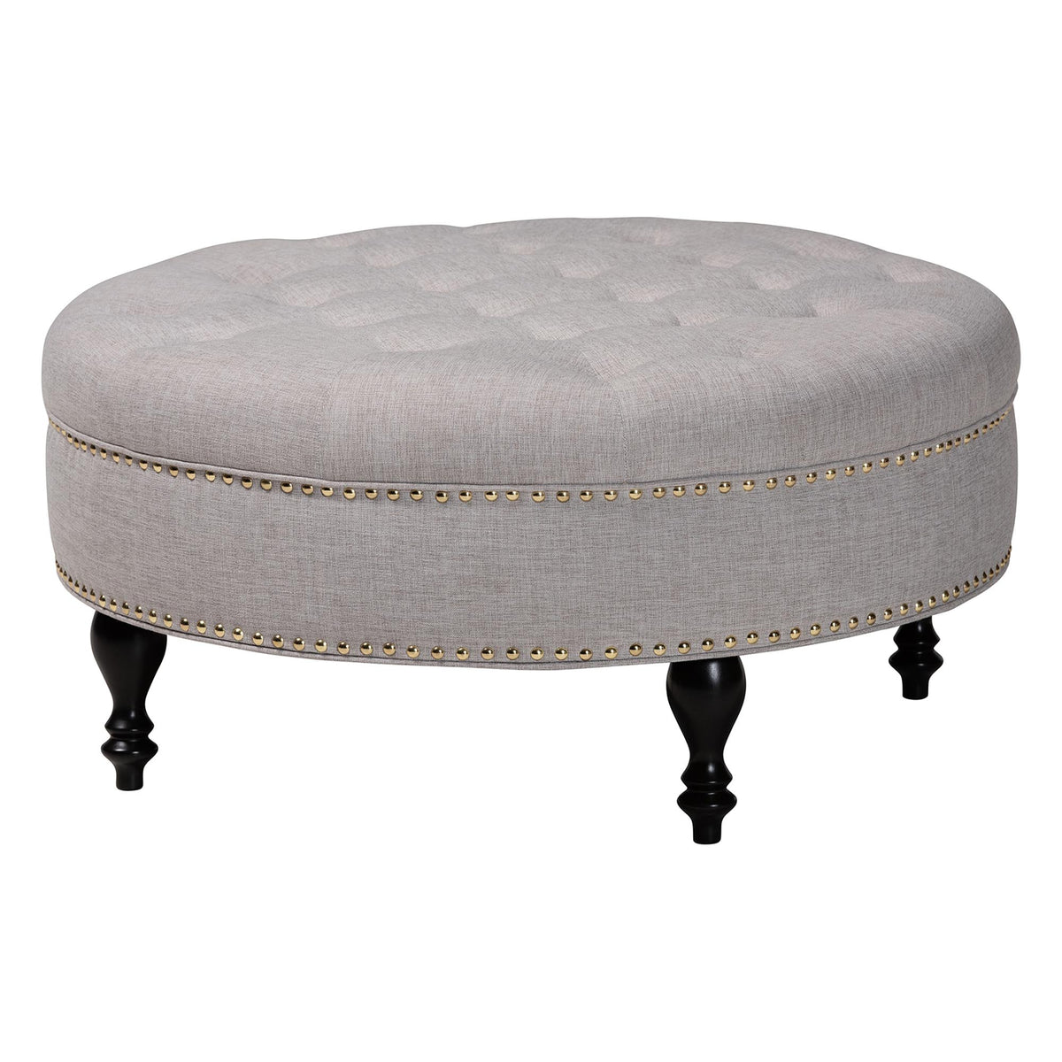 Palfrey Beige Linen Modern Tufted Ottoman