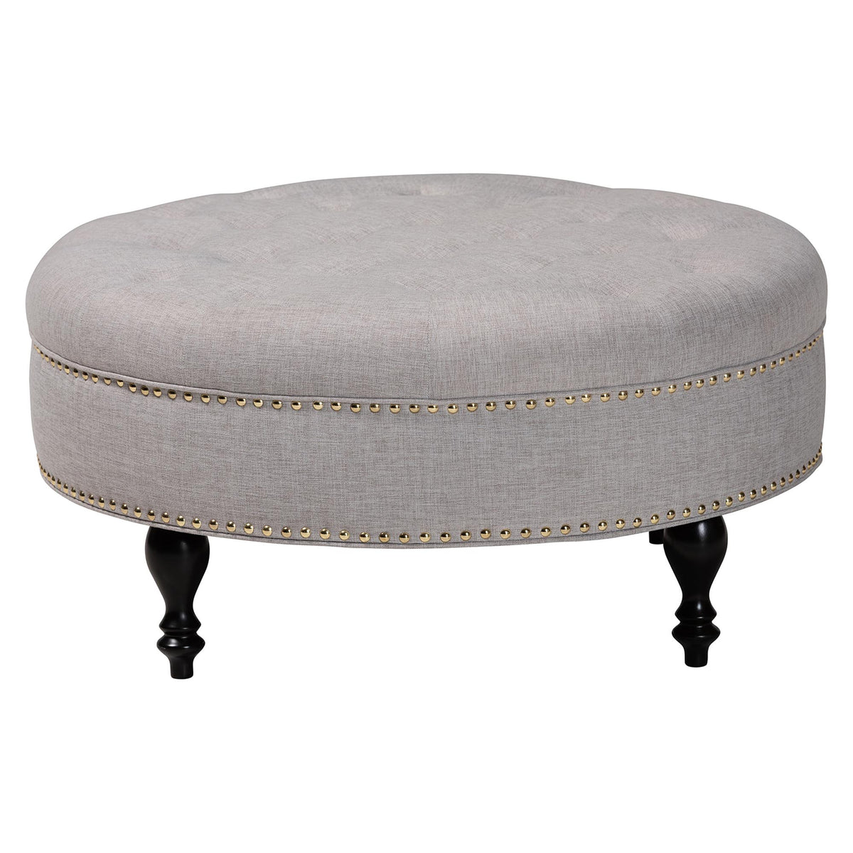 Palfrey Beige Linen Modern Tufted Ottoman