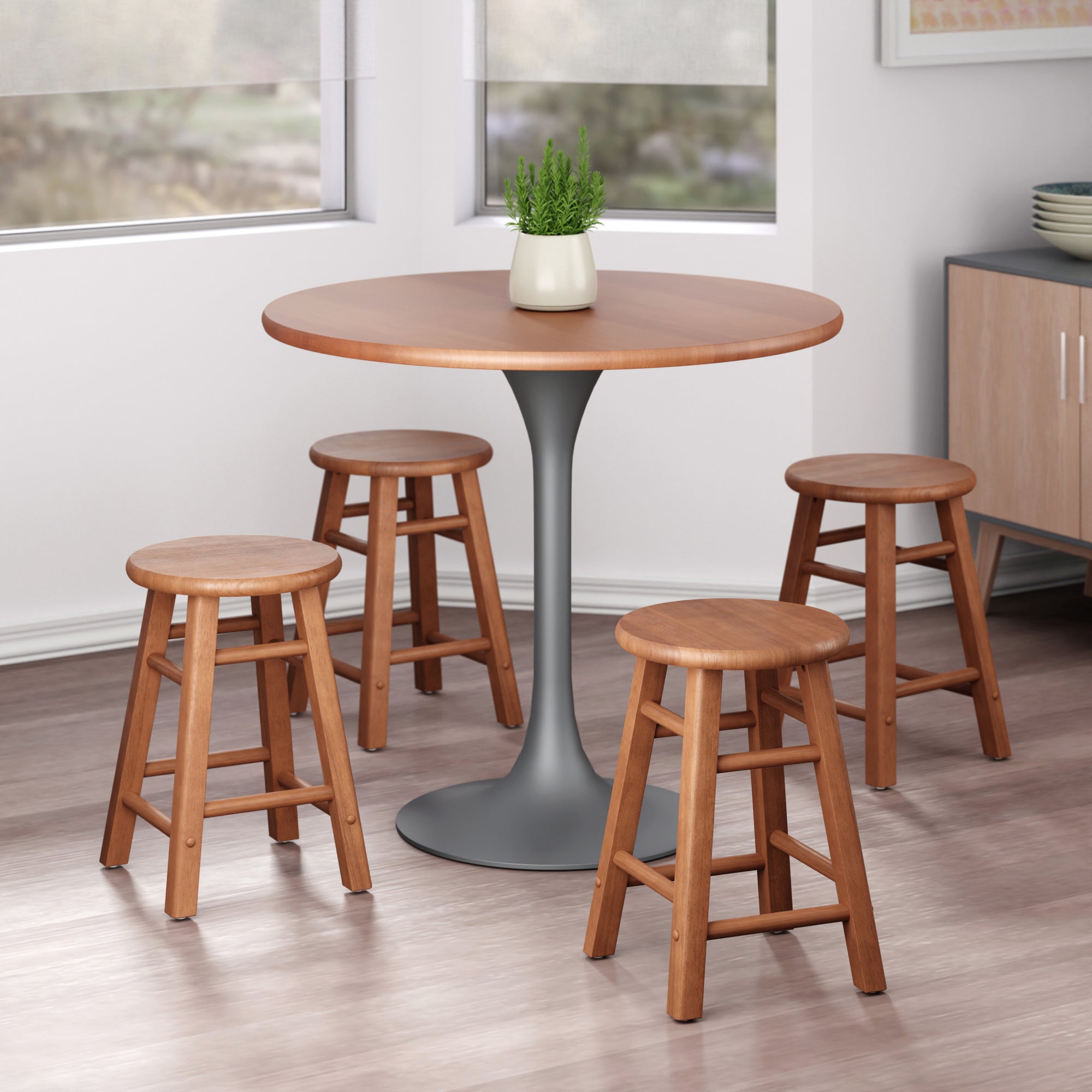 Element 2-Pc Dining Stool Set, Teak