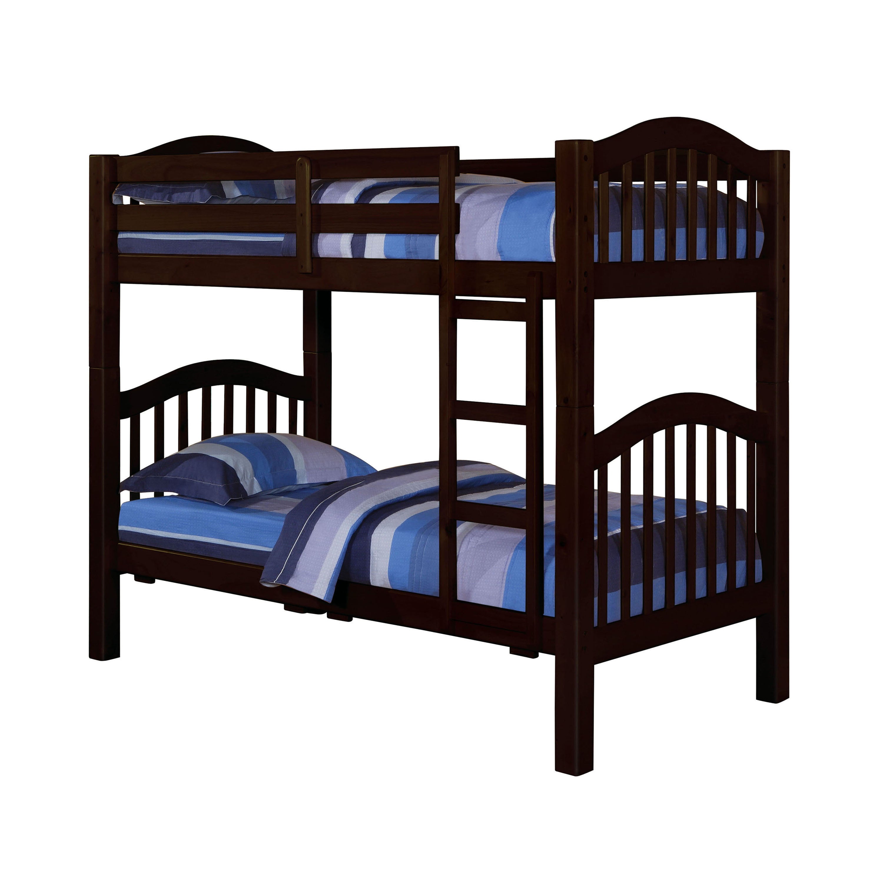 Amarpal Heartland Twin Over Twin White Wooden Bunk Bed  Rustic Farmhouse with Ladder & Guard Rails