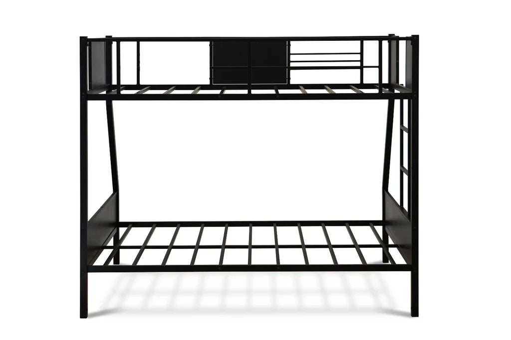 Patwin Rockport Full/Twin Black Metal Bunk Bed  Space-Saving Design with Safety Rails