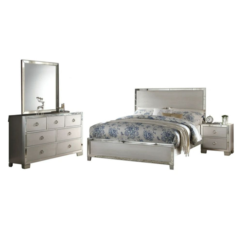 Parkson Voeville II Queen Bed Platinum Finish – Contemporary  with Upholstered Headboard