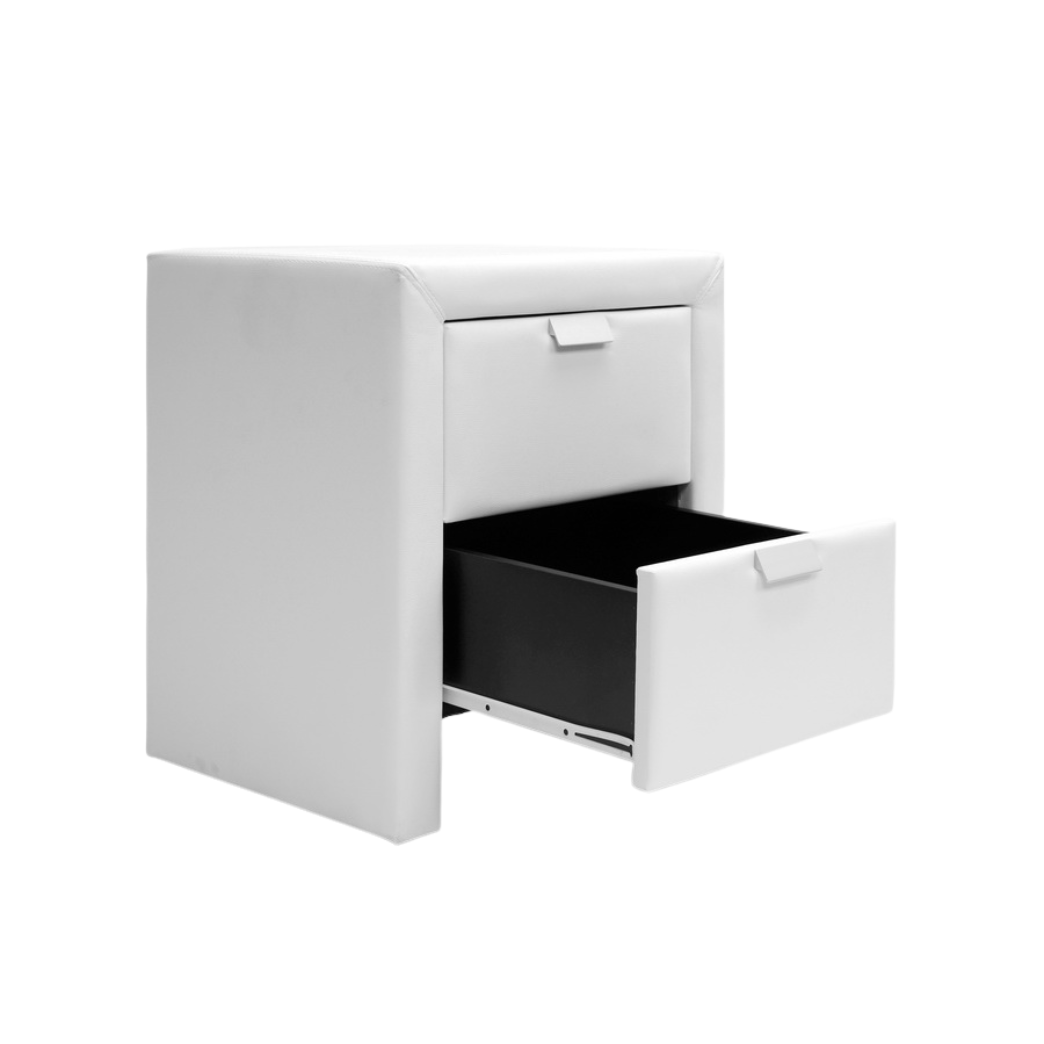 Frey White Upholstered Modern Nightstand