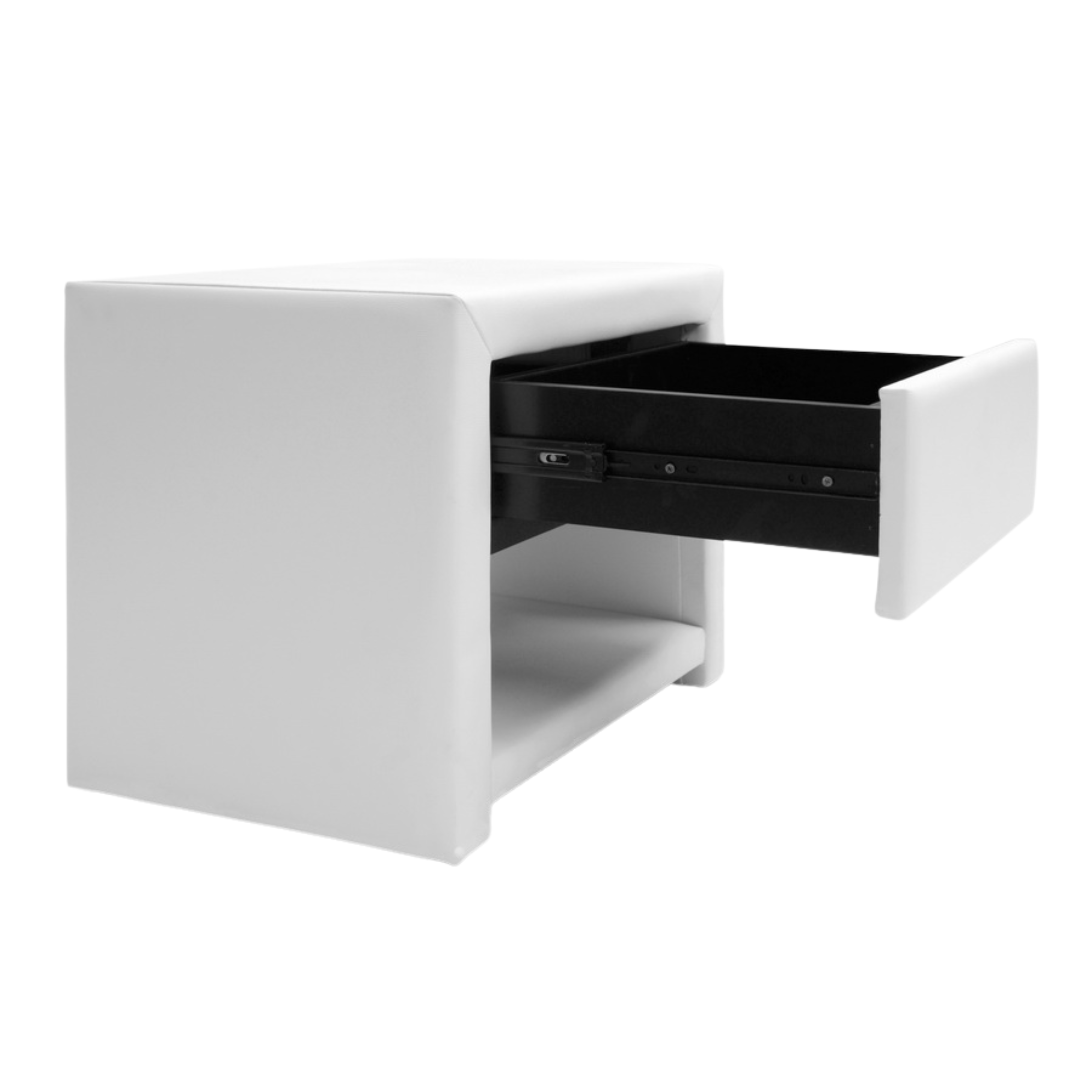 Massey White Upholstered Modern Nightstand