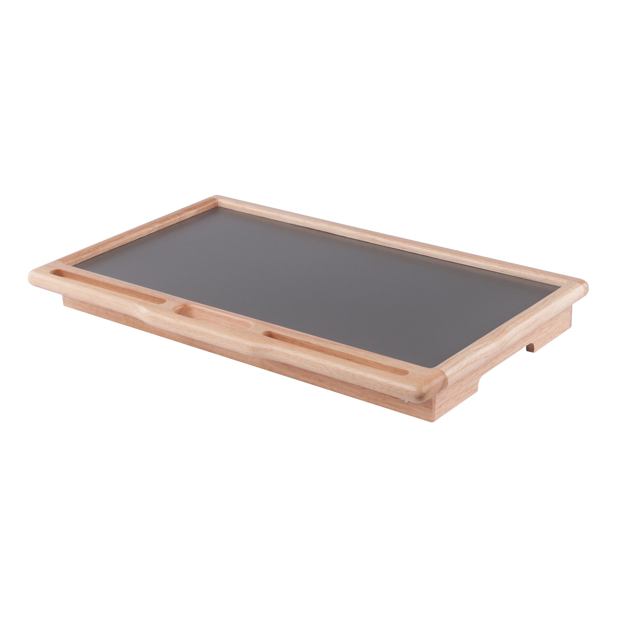 Arlo Breakfast Tray with Flip Top, Gray and Natural