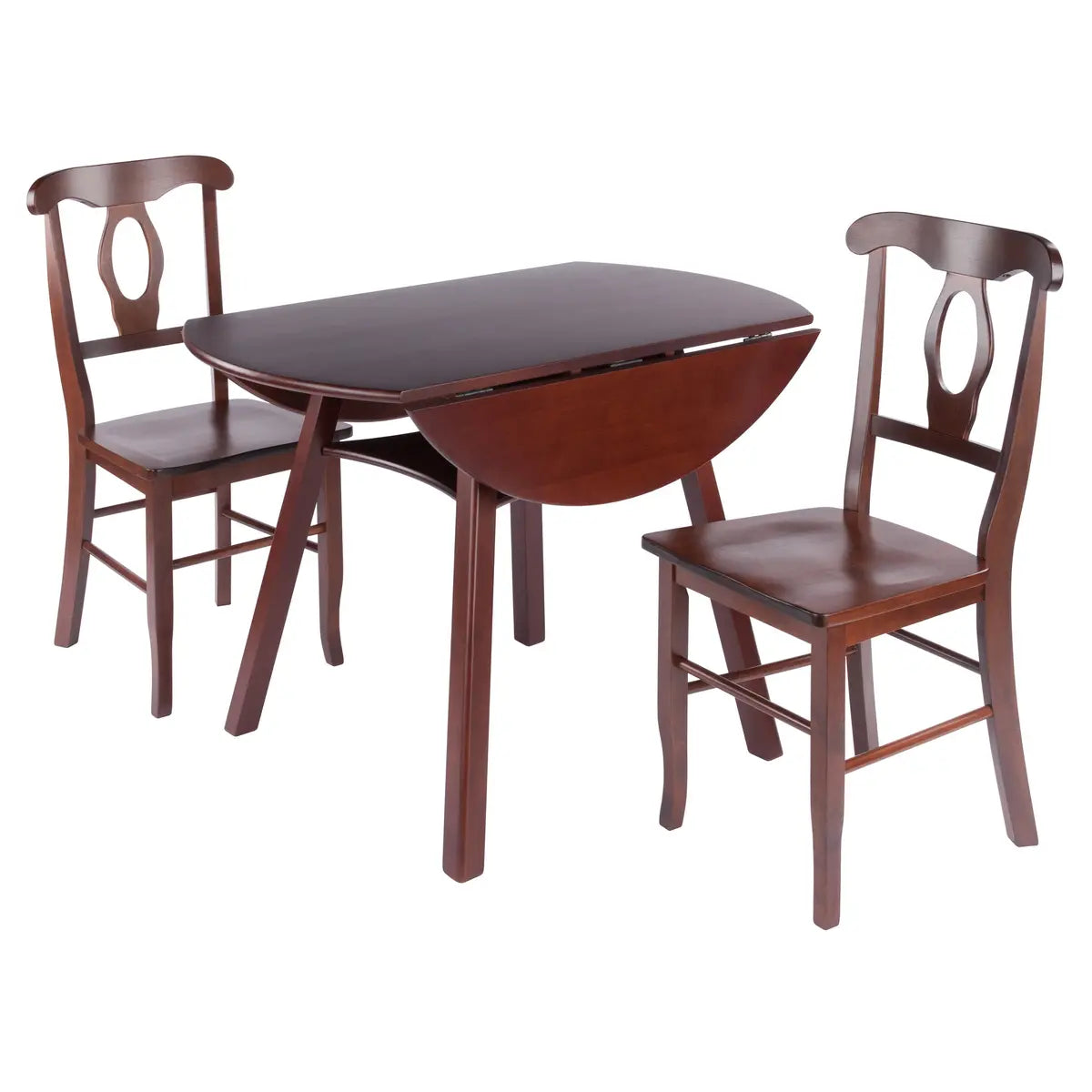 Marbelle Table 3-Pc Drop Leaf Dining Table with 2 Renaissance Chairs, Walnut