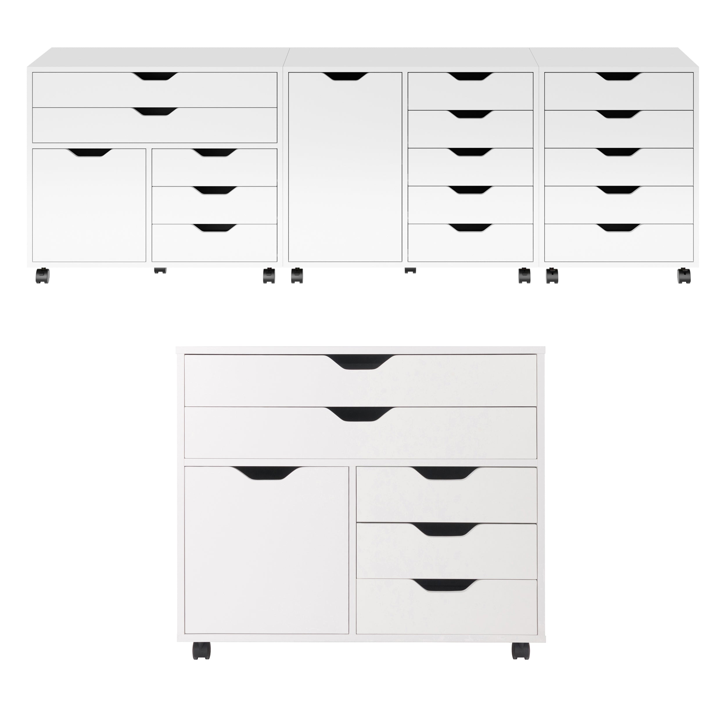 Halifax 3-Section Multi-Storage Mobile Cabinet, White