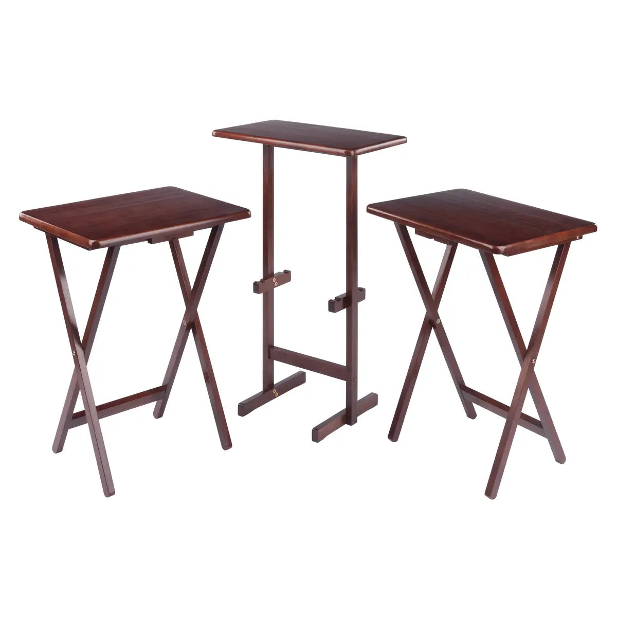 Riley 3-Pc Set Snack Table, Walnut Finish