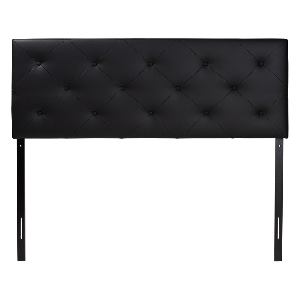 Baltimore Modern and Contemporary Queen Black Faux Leather Upholstered Headboard