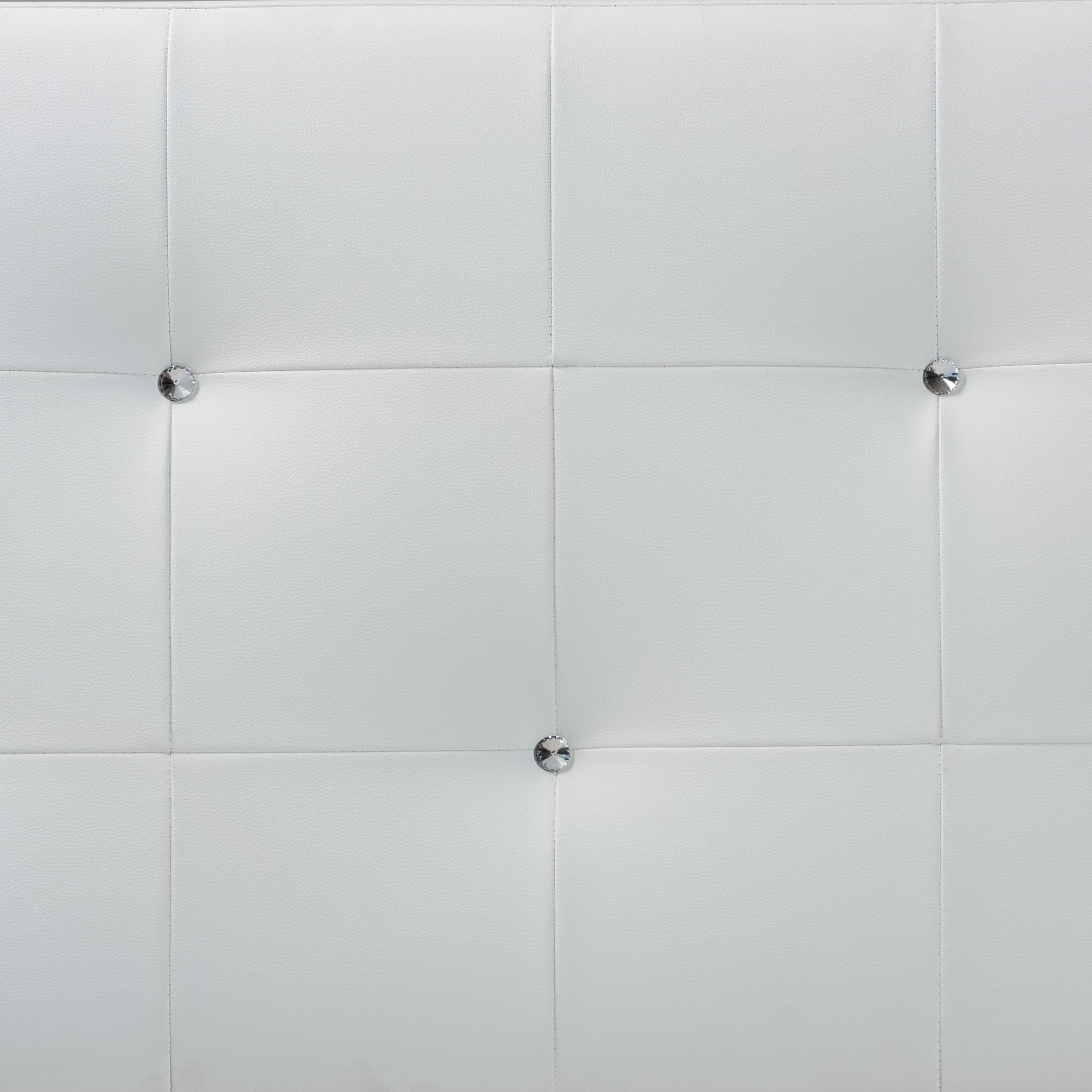 Dalini Modern and Contemporary Full White Faux Leather Headboard with Faux Crystal Buttons