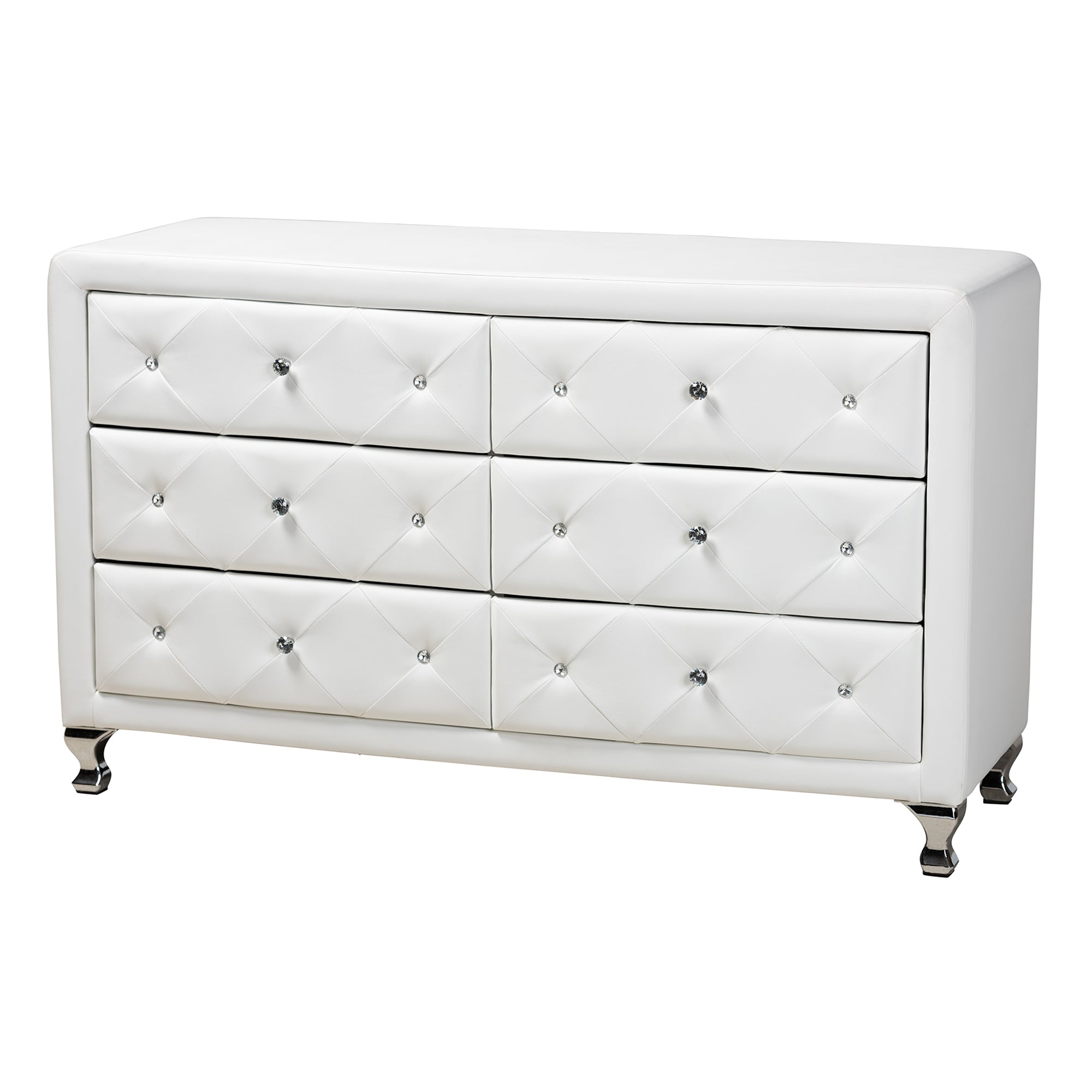 Baxton Studio Luminescence White Faux Leather Upholstered Dresser