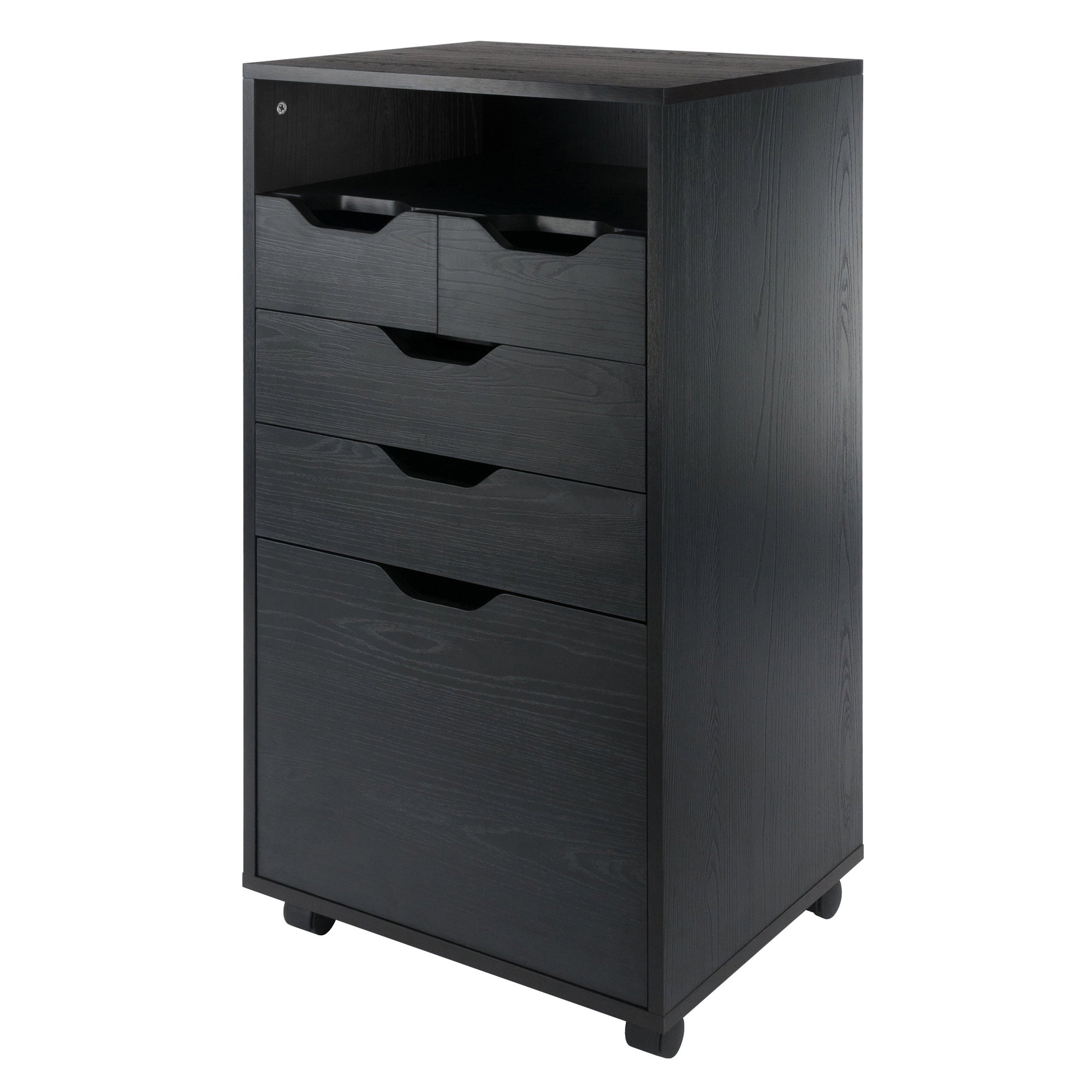 Halifax Bins & Drawers Multi-Storage Tall Mobile Cabinet, Black