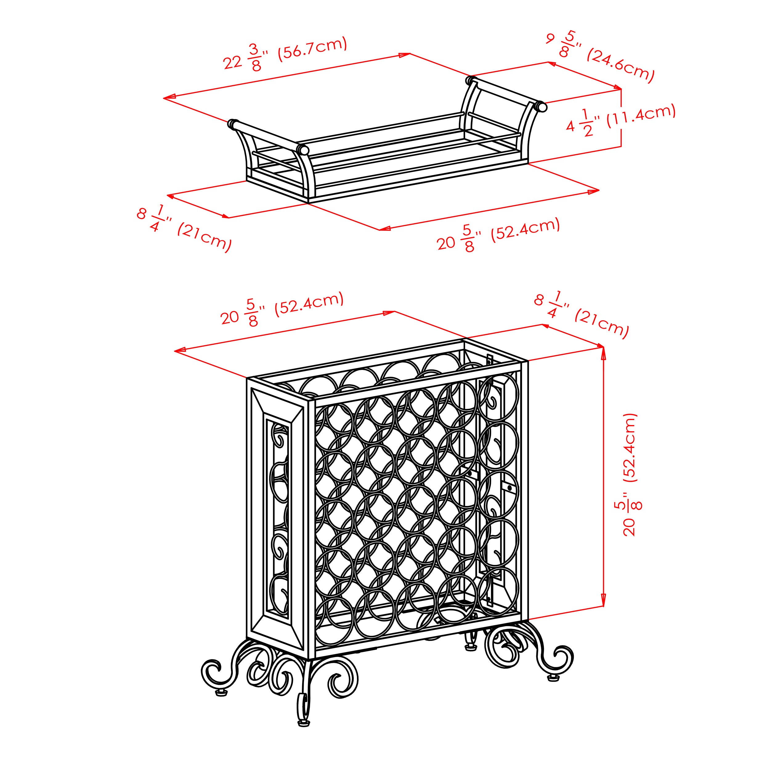 Silvano 25-Bottle Wine Rack, Removable Tray, Antique Bronze