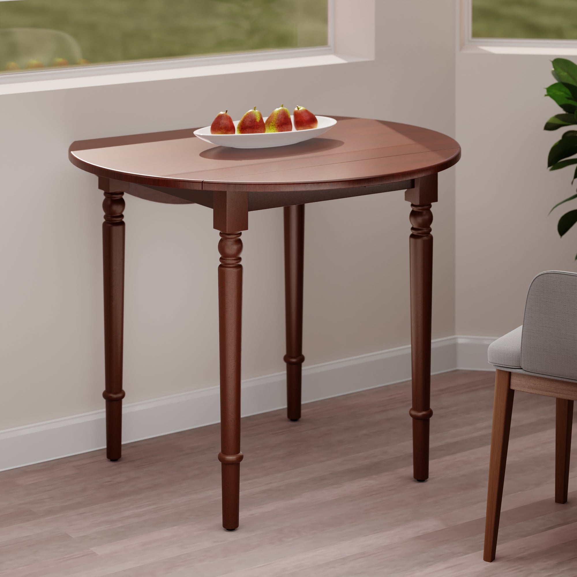 Sorella Round Double Drop Leaf Dining Table, Walnut