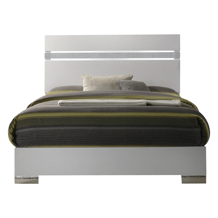 Naima II Eastern King Bed, White High Gloss