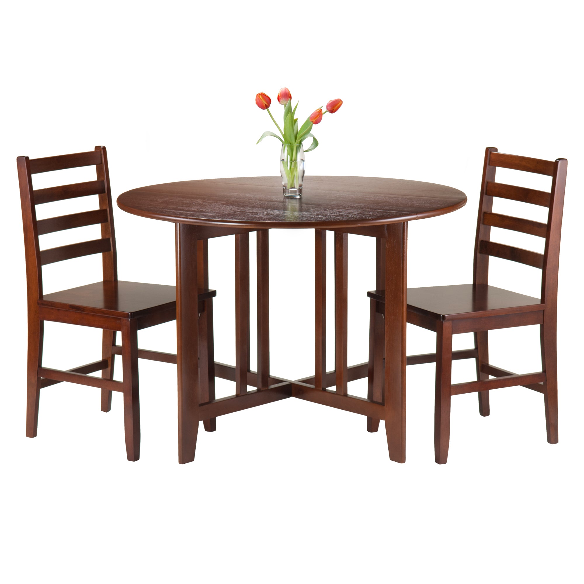 Alamo 3-Pc Drop Leaf Table with Ladder-back Chairs, in Walnut