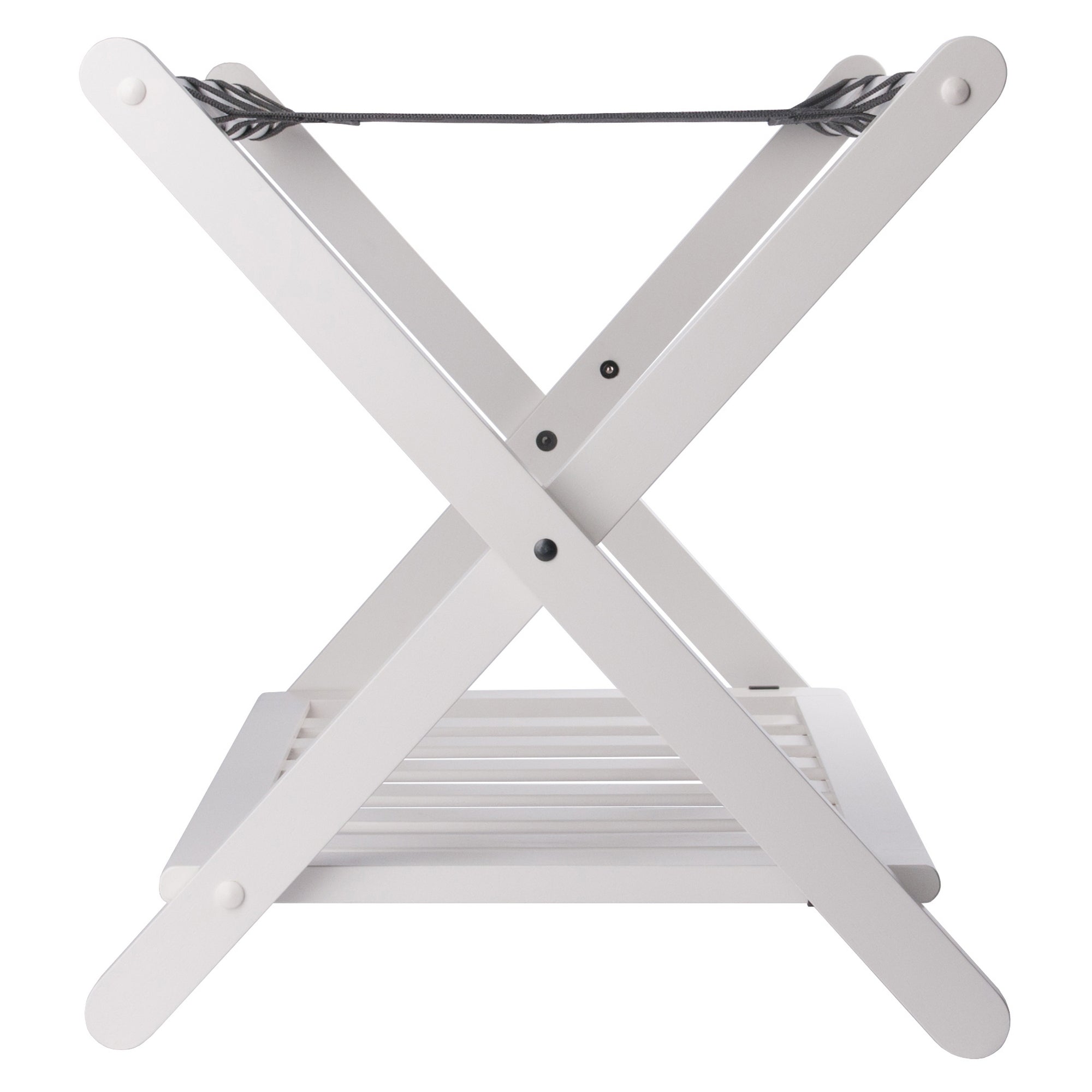 Reese Luggage Rack with Shelf, White