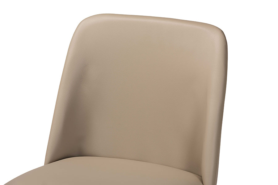 Lavin Mid-Century "Walnut" Light Brown/Beige Faux Leather Dining Chair (Set of 2)