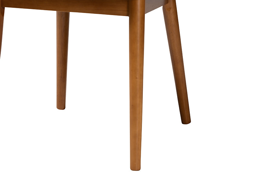 Lavin Mid-Century "Walnut" Light Brown/Beige Faux Leather Dining Chair (Set of 2)
