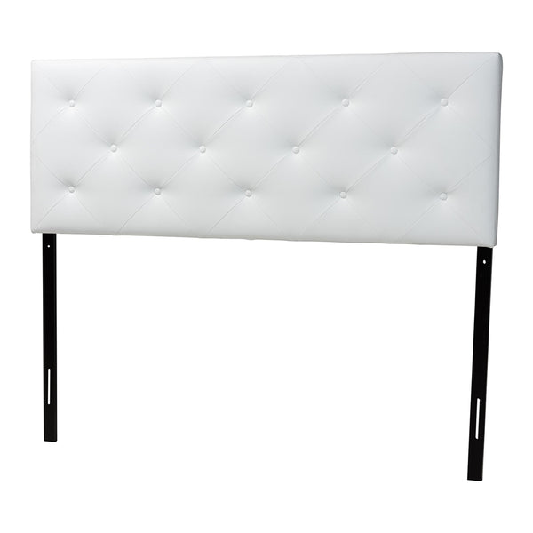 Baltimore Modern and Contemporary King White Faux Leather Upholstered Headboard