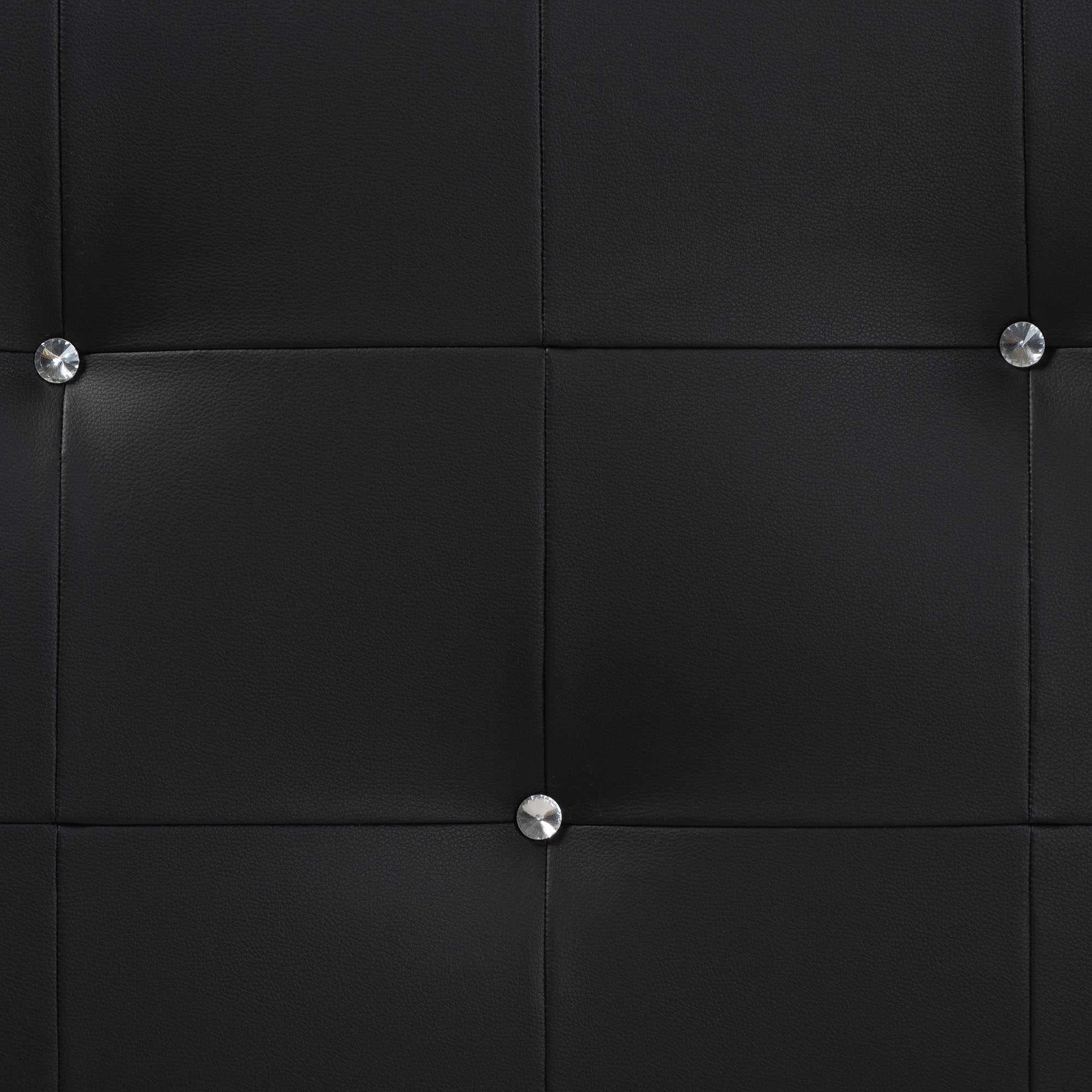 Dalini Modern and Contemporary King Black Faux Leather Headboard with Faux Crystal Buttons