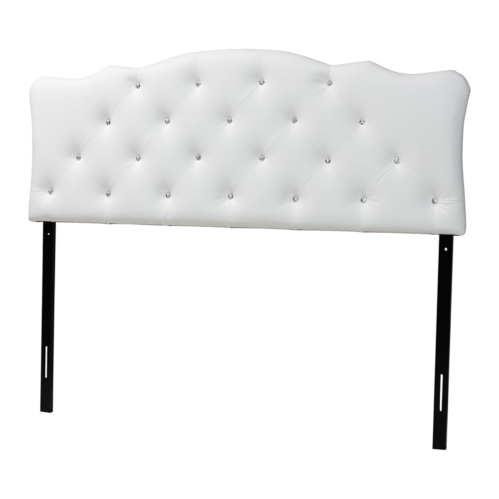 Rita Modern and Contemporary Full Size White Faux Leather Upholstered Button-tufted Scalloped Headboard