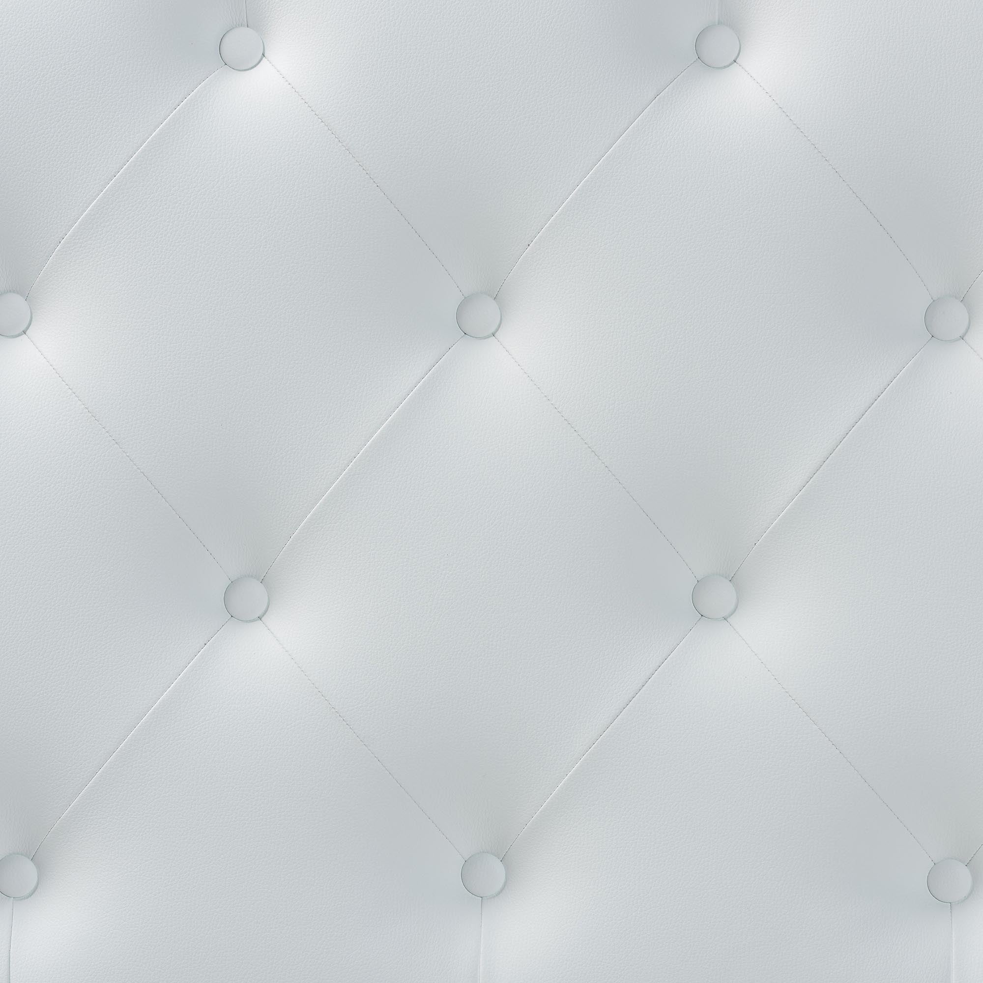 Myra Modern and Contemporary Queen Size White Faux Leather Upholstered Button-tufted Scalloped Headboard