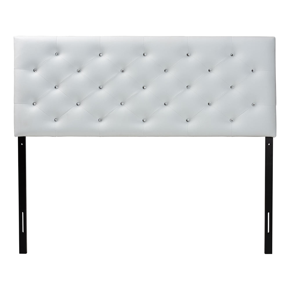 Viviana Modern and Contemporary White Faux Leather Upholstered Button-tufted Full Size Headboard