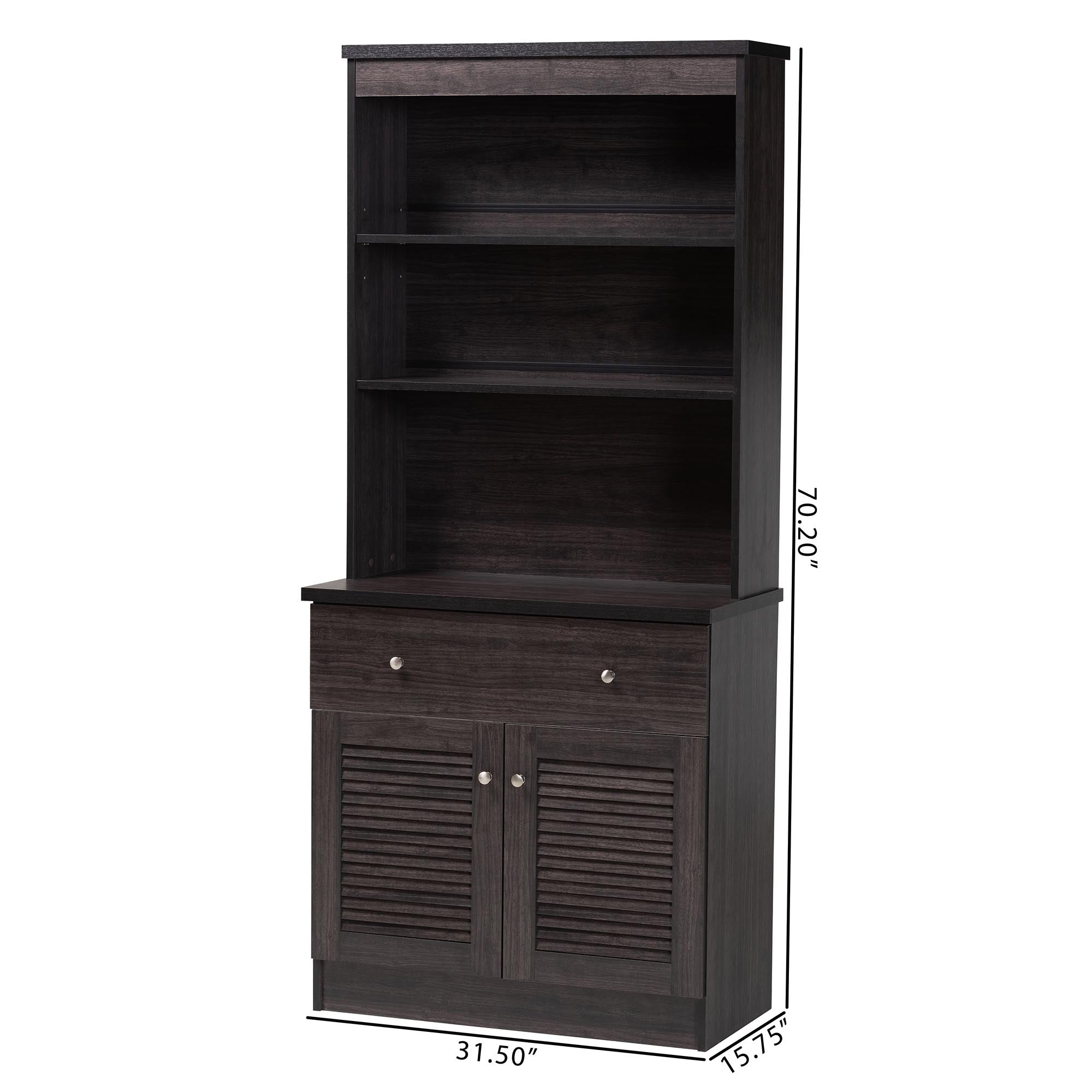 Agni Modern and Contemporary Dark Brown Buffet and Hutch Kitchen Cabinet