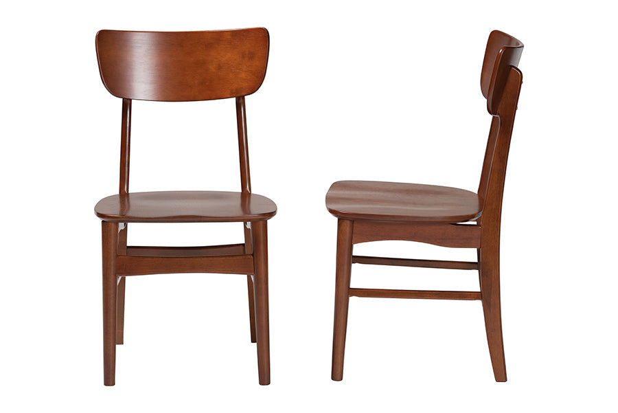 Netherlands Mid-century Modern Scandinavian Style Dark Walnut Bent Wood Dining Side Chair (Set of 2)