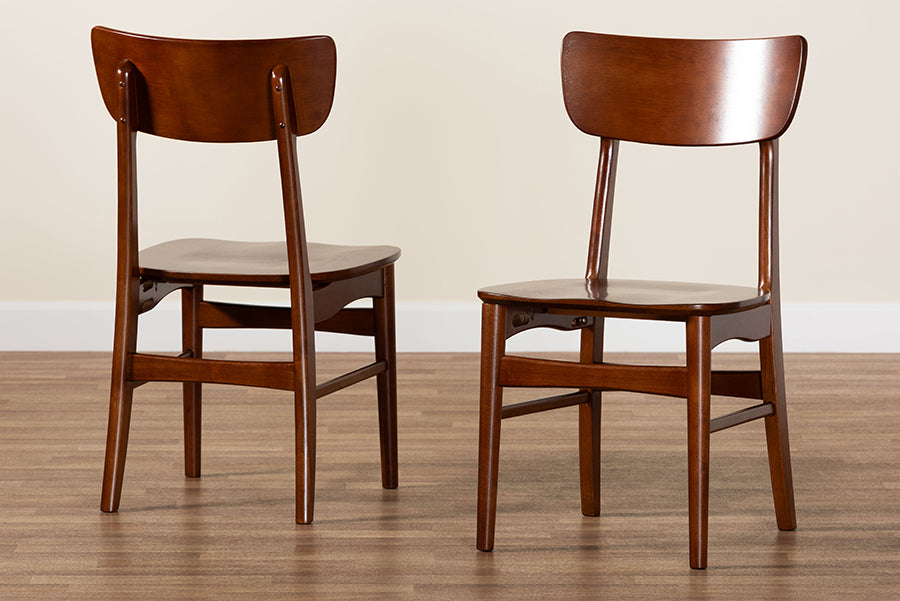 Netherlands Mid-century Modern Scandinavian Style Dark Walnut Bent Wood Dining Side Chair (Set of 2)