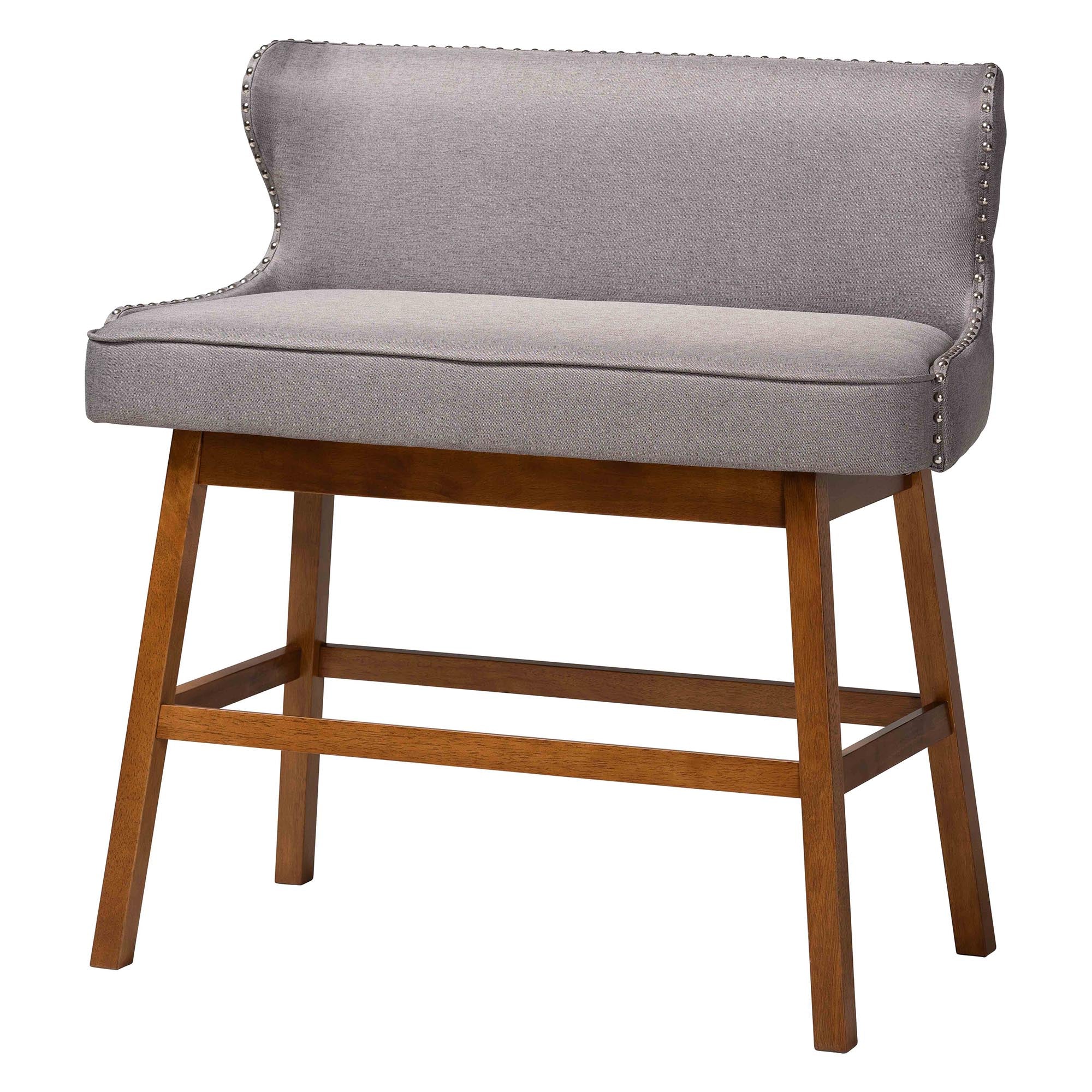 Baxton Studio Gradisca Modern and Contemporary Grey Fabric Button-tufted Upholstered Bar Bench Banquette
