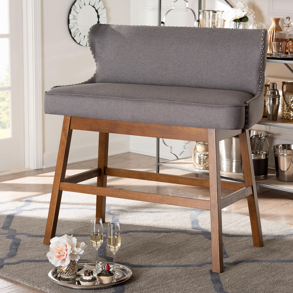 Gradisca Modern and Contemporary Grey Fabric Button-tufted Upholstered Bar Bench Banquette