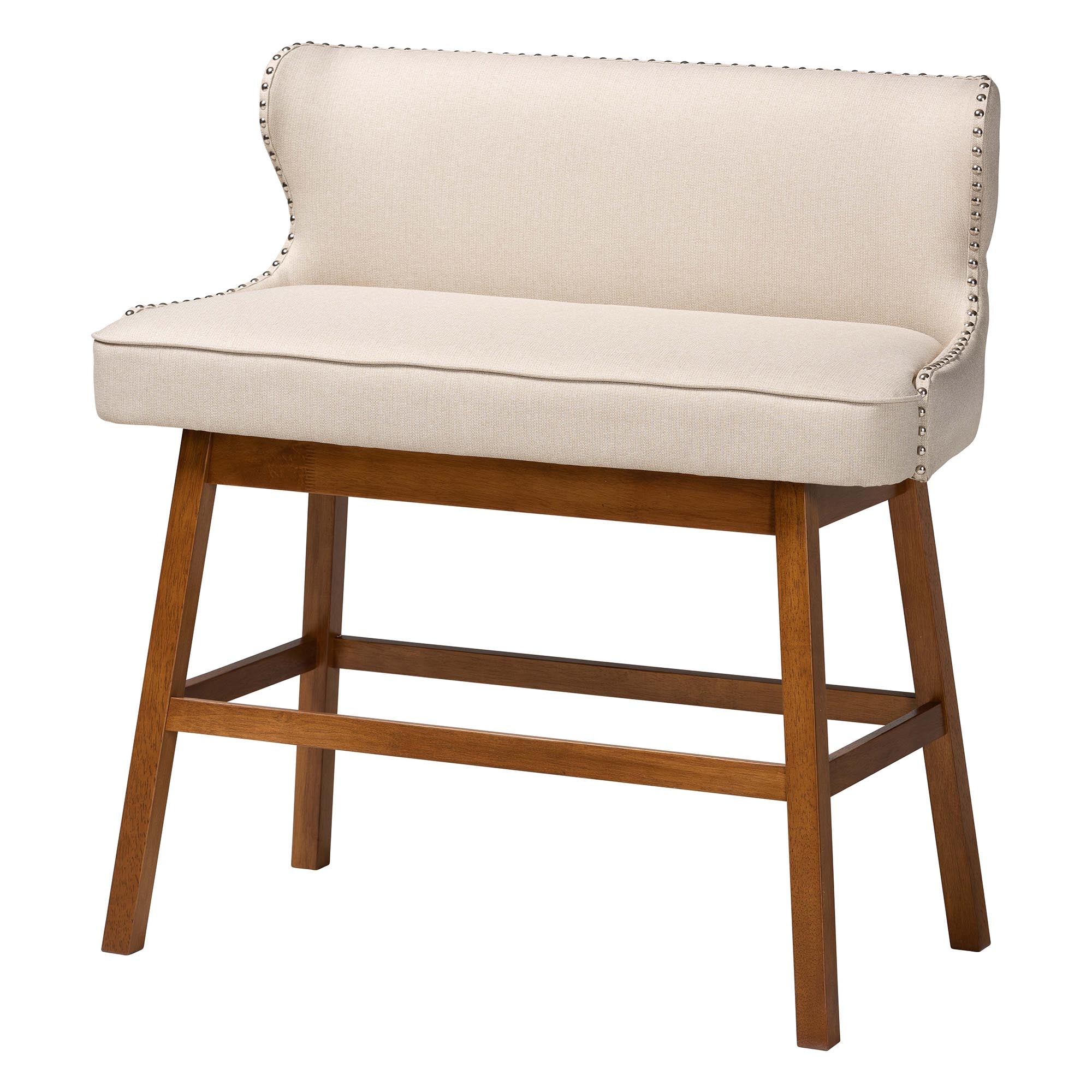 Gradisca Modern and Contemporary Light Beige Fabric Button-tufted Upholstered Bar Bench Banquette