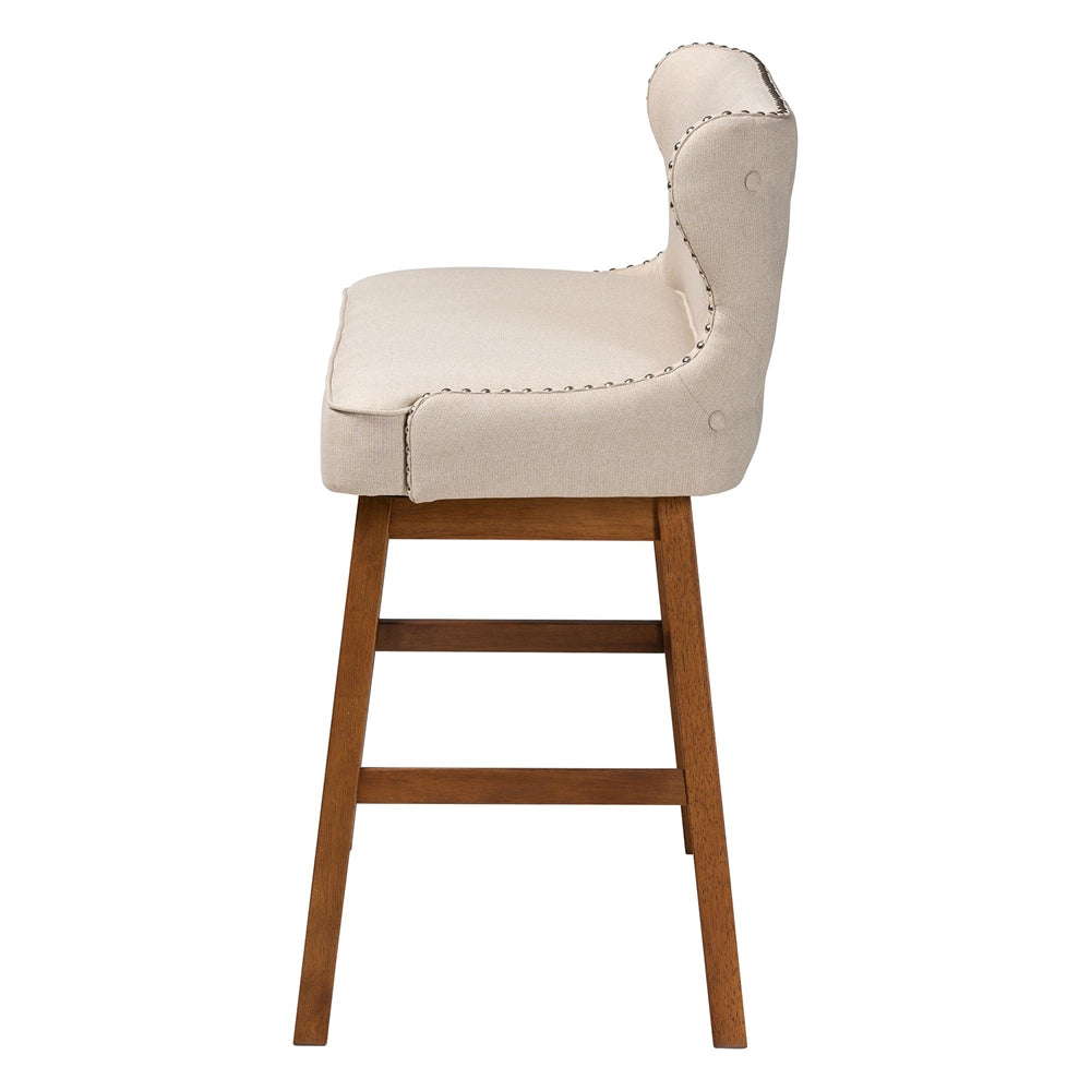 Gradisca Modern and Contemporary Light Beige Fabric Button-tufted Upholstered Bar Bench Banquette