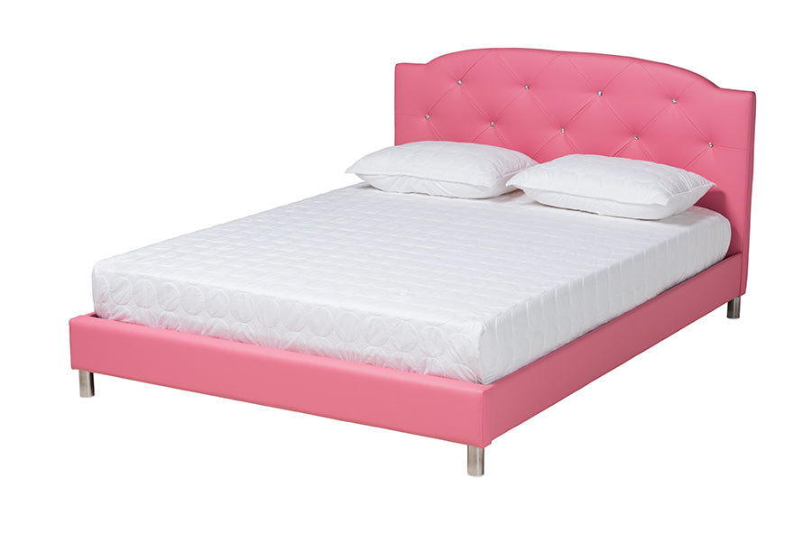 Canterbury Contemporary  Pink Faux Leather Upholstered Full Size 3-Piece Bedroom Set