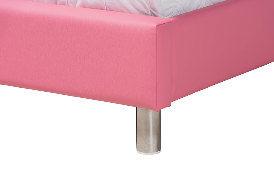 Canterbury Contemporary  Pink Faux Leather Upholstered Full Size 3-Piece Bedroom Set