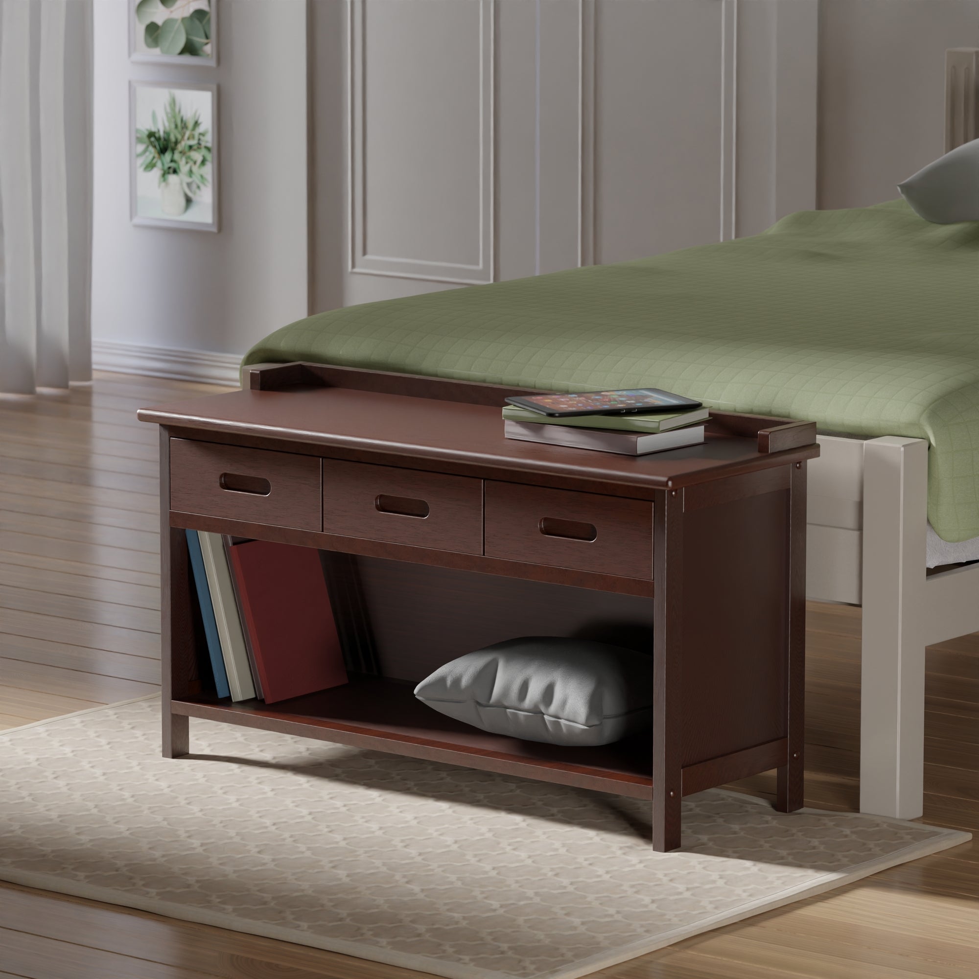 Adriana 3-Drawer Bench with Storage, Walnut