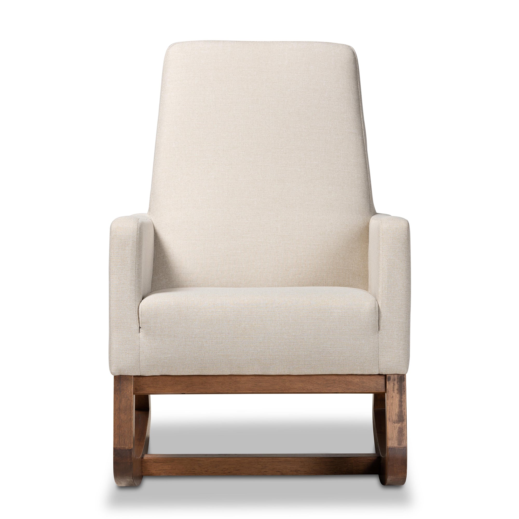 Yashiya Mid-century Retro Modern Light Beige Fabric Upholstered Rocking Chair