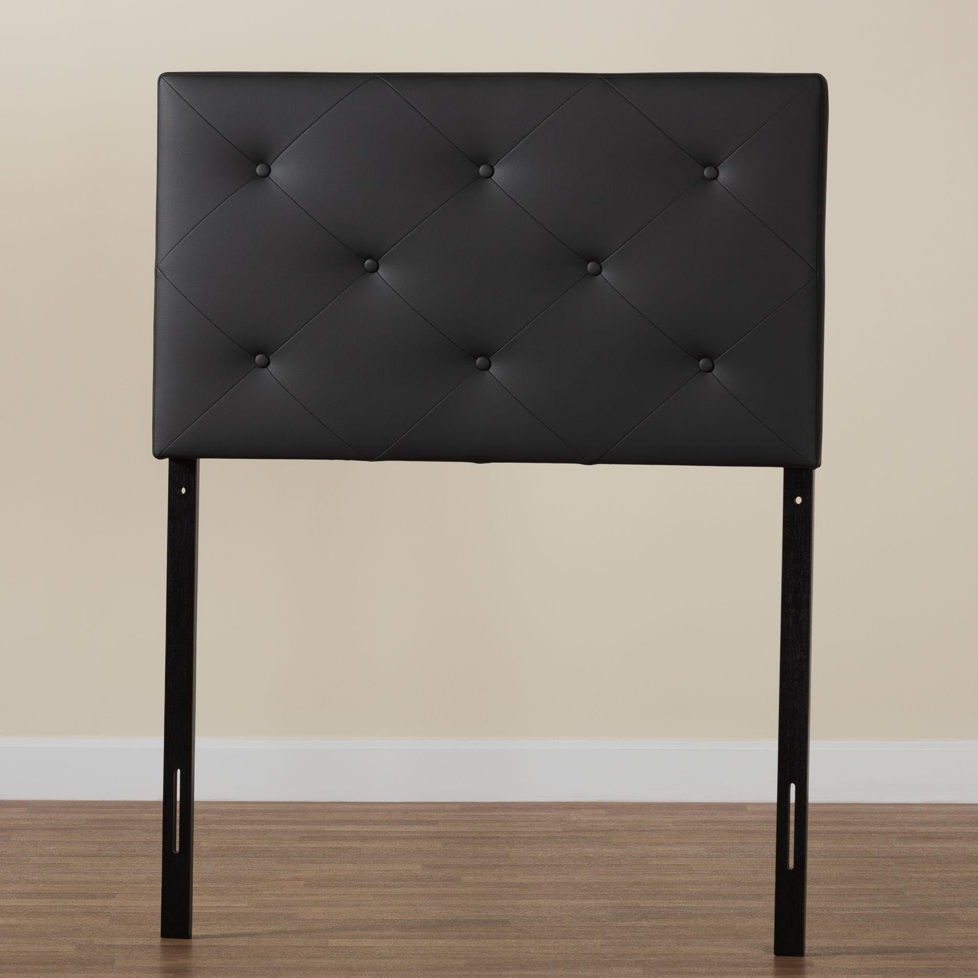 Baltimore Modern and Contemporary Black Faux Leather Upholstered Twin Size Headboard