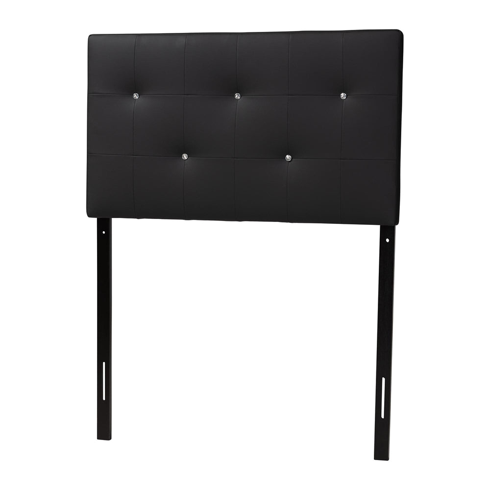 Kirchem Modern and Contemporary Black Faux Leather Upholstered Twin Size Headboard