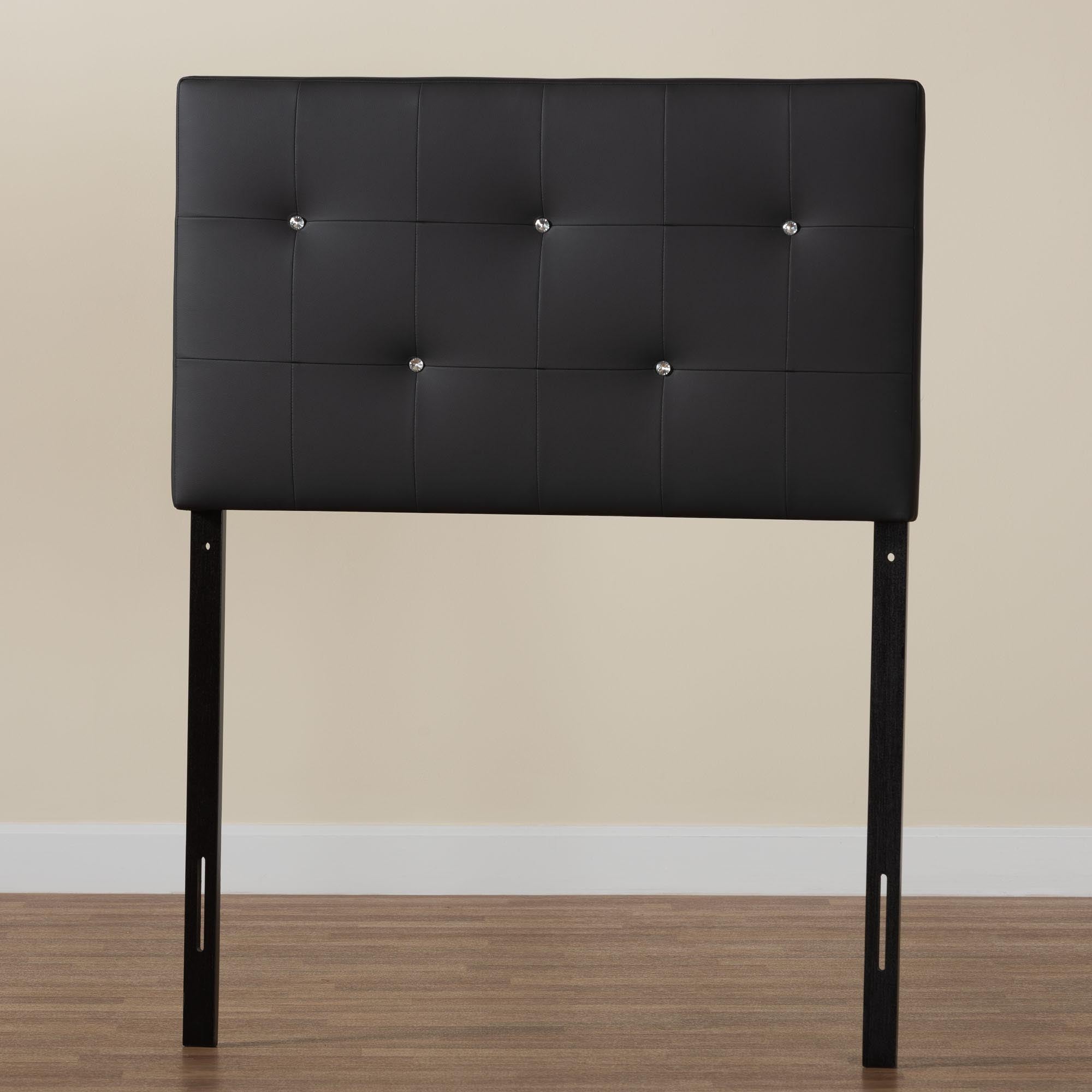 Kirchem Modern and Contemporary Black Faux Leather Upholstered Twin Size Headboard