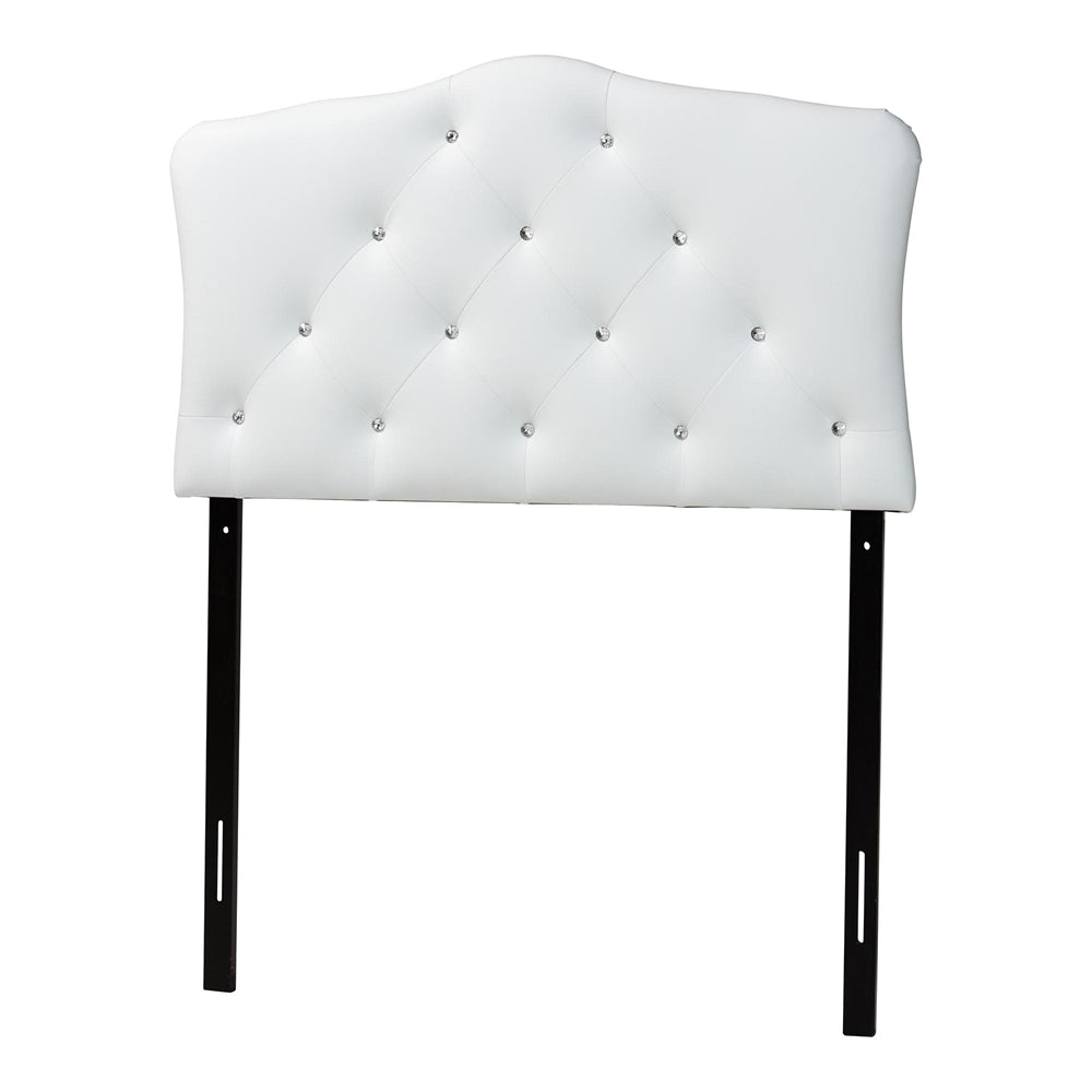 Rita Modern and Contemporary White Faux Leather Upholstered Button-Tufted Scalloped Twin Size Headboard